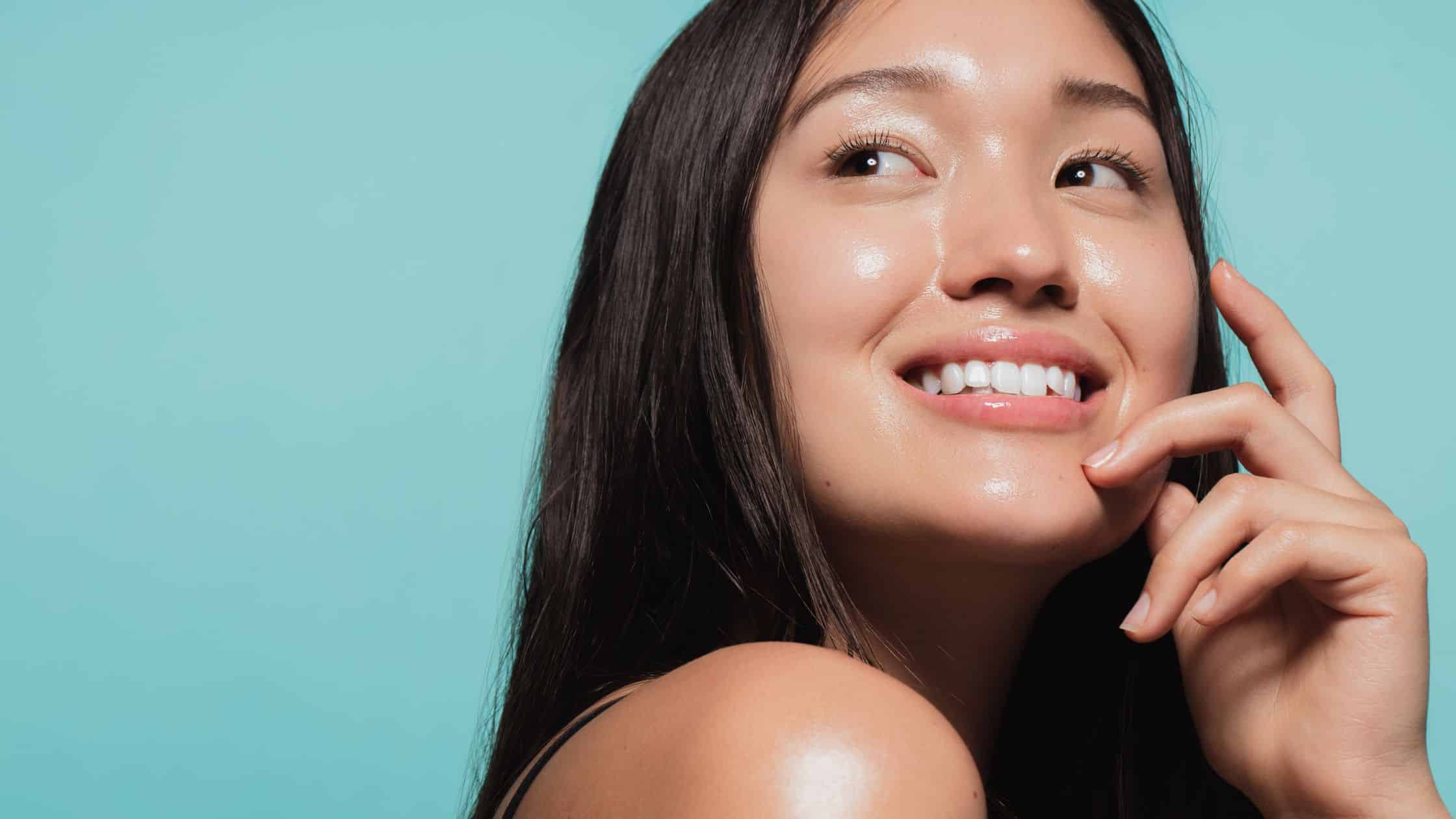 a girl with beautiful skin after staying hydrated and combatting "Ozempic face"